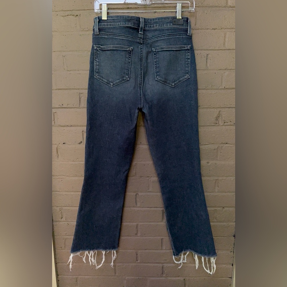 PAIGE Flare Crop Jeans with Frayed Hem 29 - Picture 4 of 8